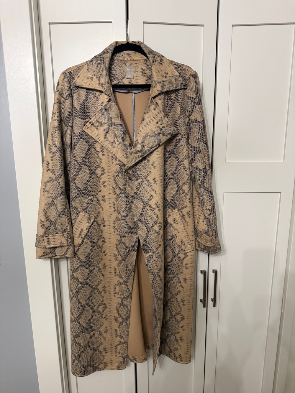 Chico's Snake-Print Trench Coat